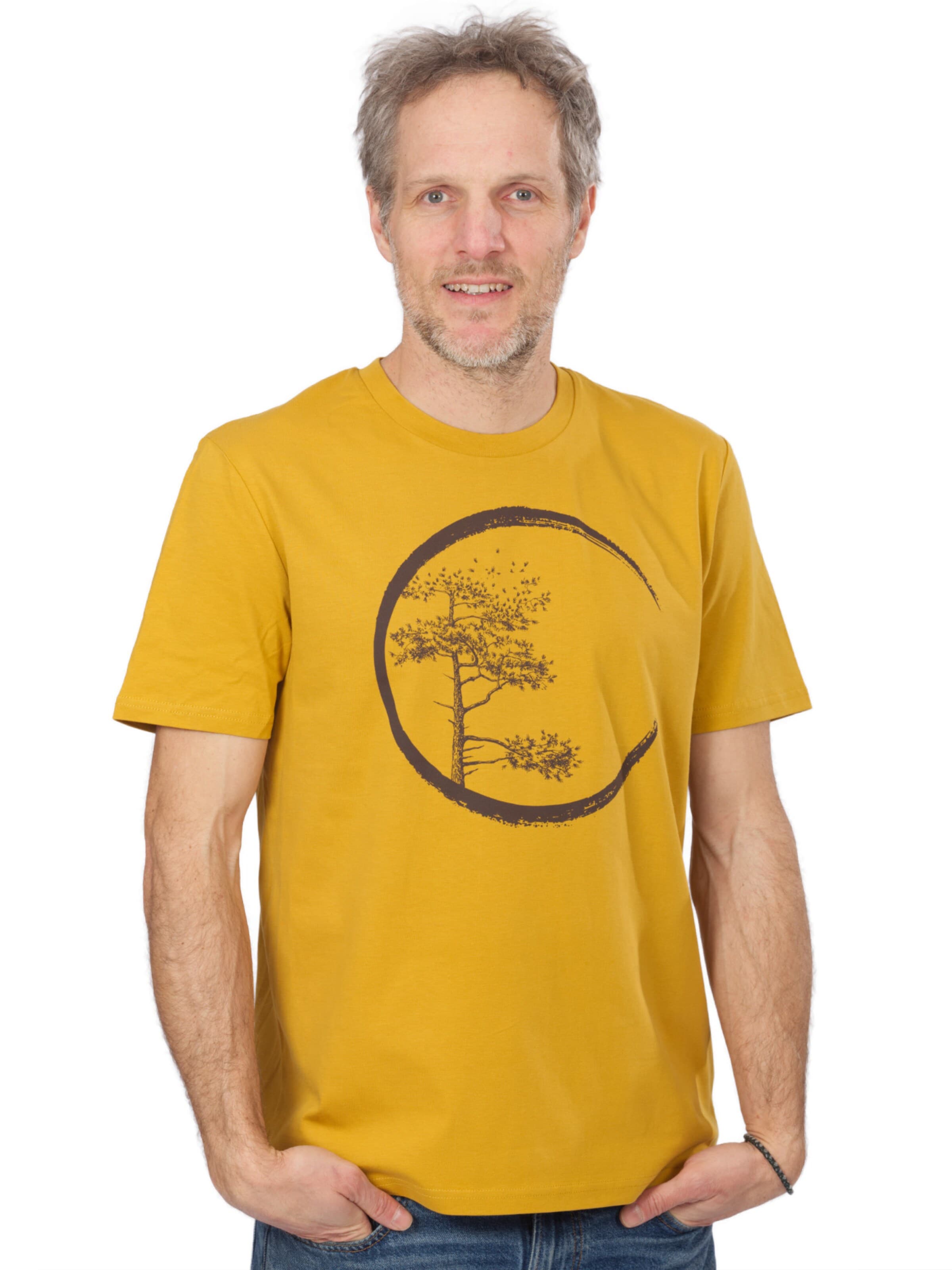 Life-Tree Shirt 'Organic Fairwear Shirt Men Ocre Circle' in Yellow: front