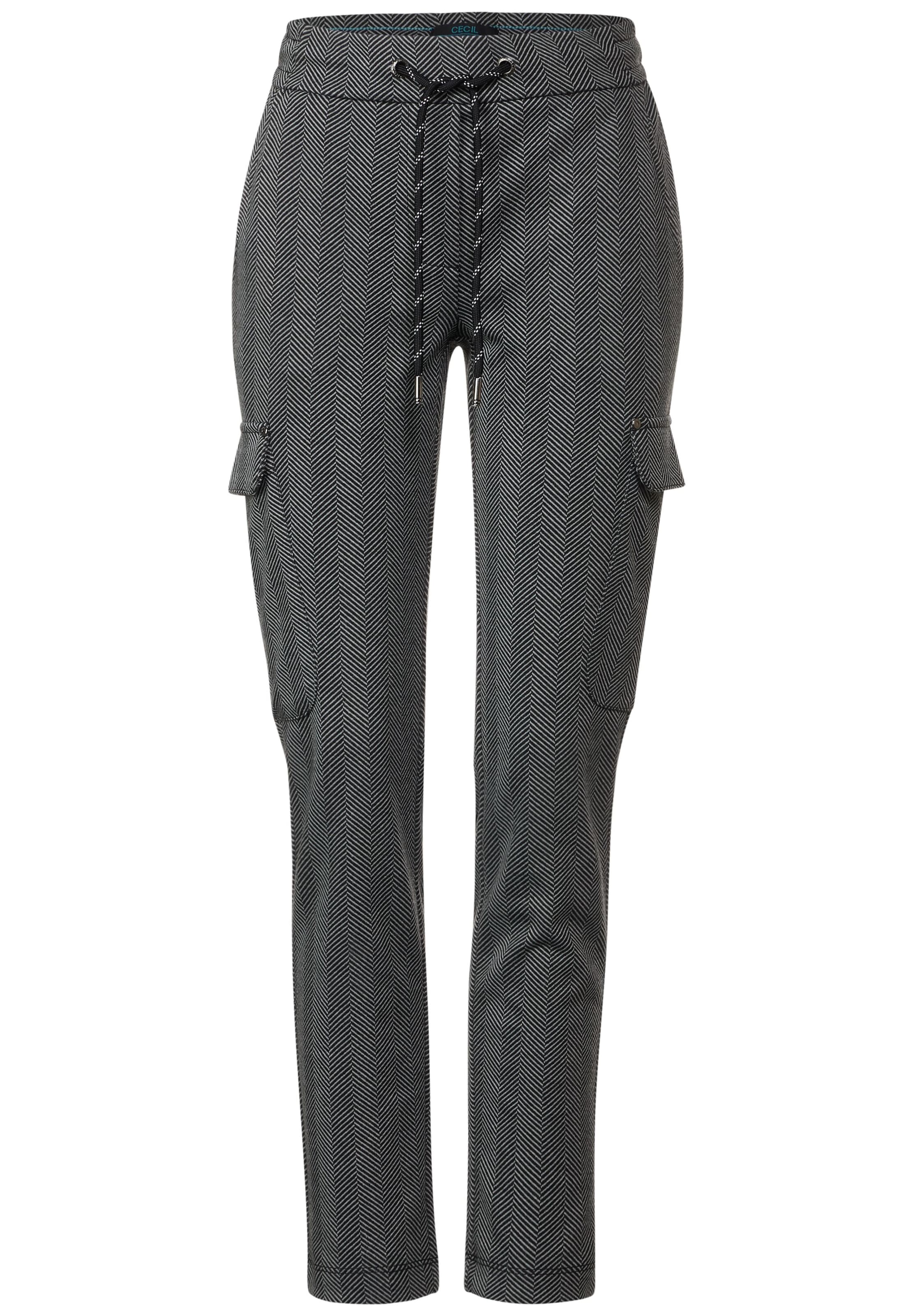CECIL Tapered Pants 'Tracey Dessin' in Grey: front