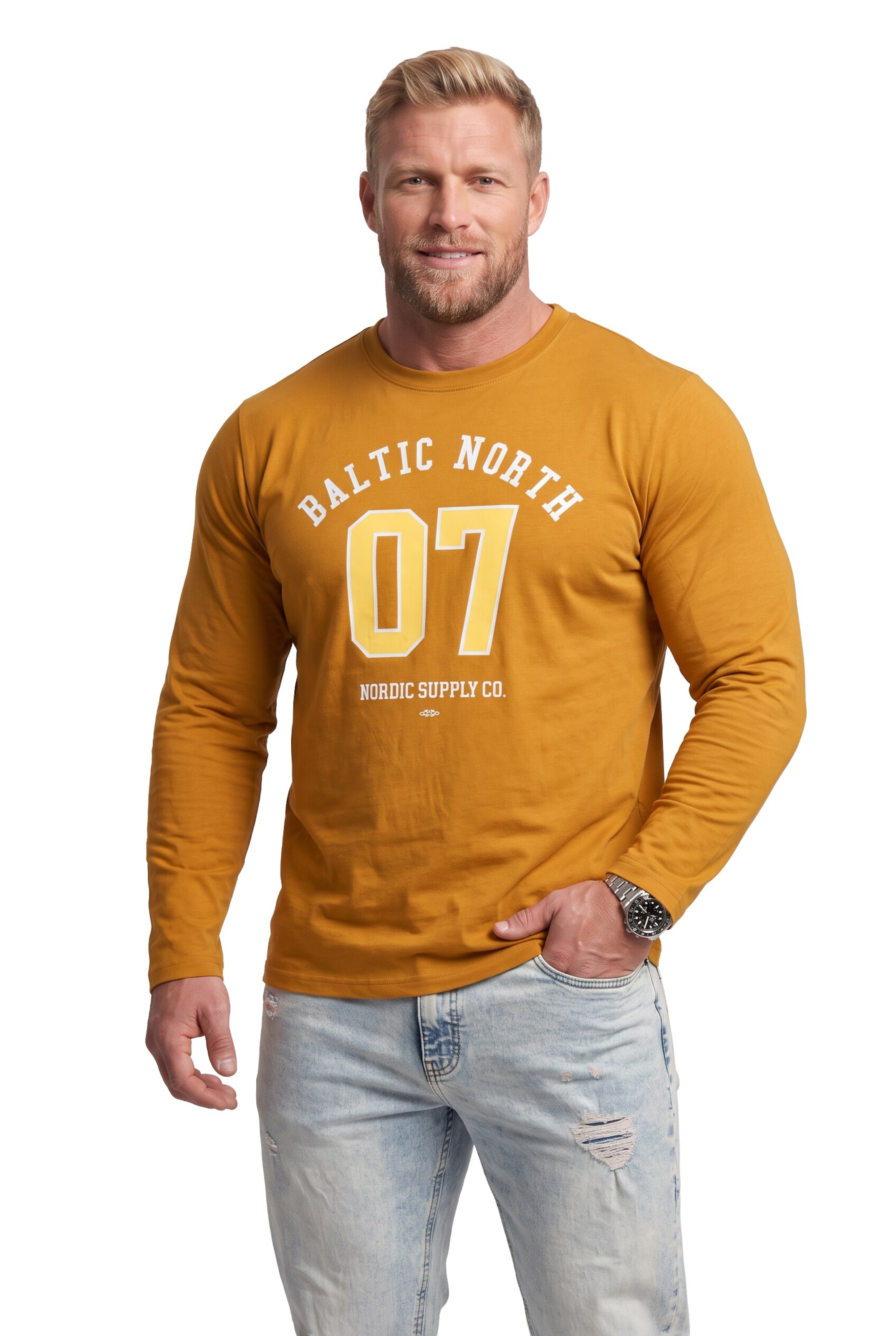 Men Plus Shirt in Beige: voorkant