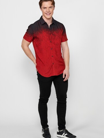 KOROSHI Slim fit Button Up Shirt in Red