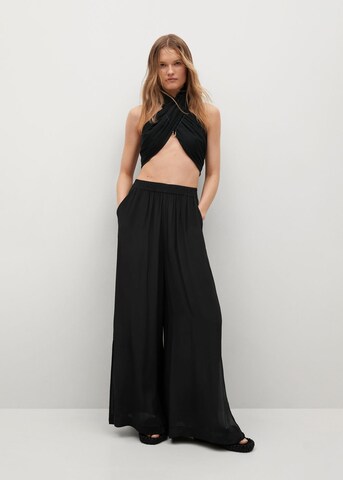 MANGO Wide leg Pants 'Saffron' in Black