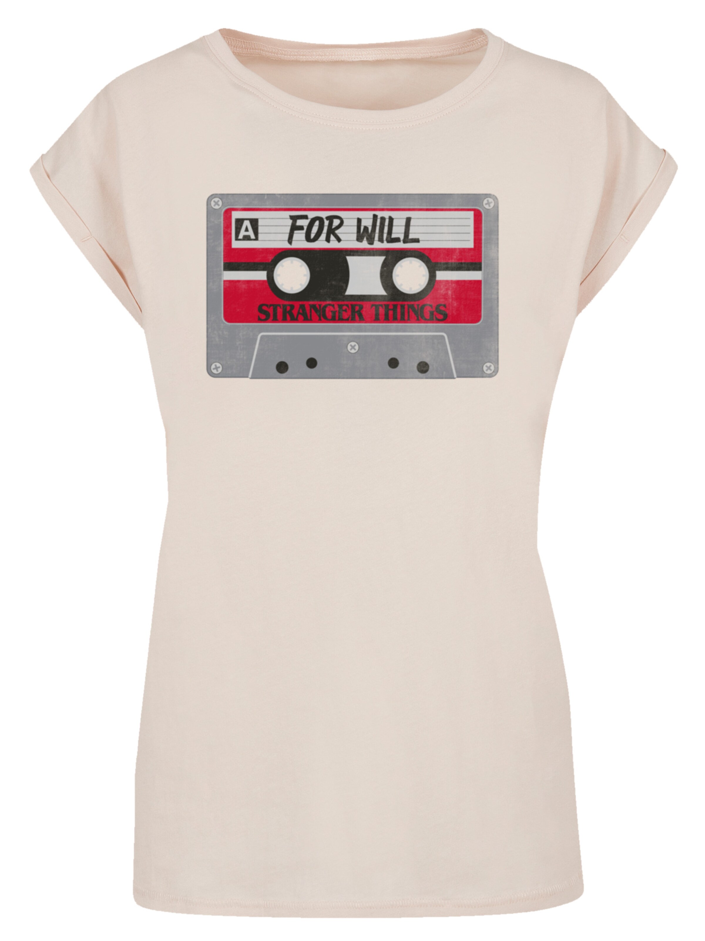 F4NT4STIC T-Shirt 'Stranger Things Cassette For Will Netflix TV Series' in Beige: Vorderseite