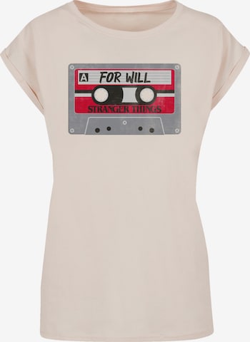 F4NT4STIC T-Shirt 'Stranger Things Cassette For Will Netflix TV Series' in Beige: Vorderseite