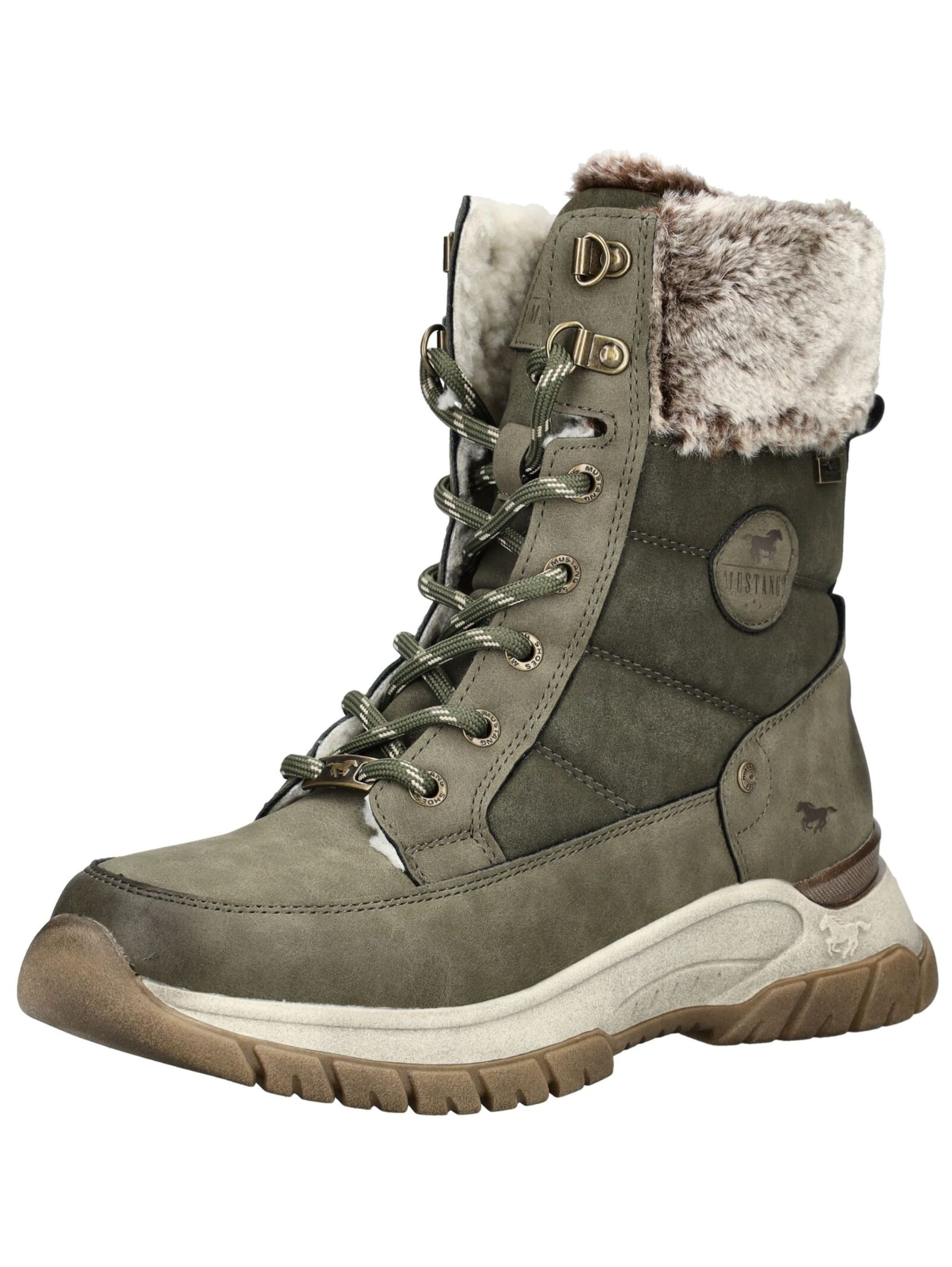 MUSTANG Schnürstiefelette in Grün: Vorderseite