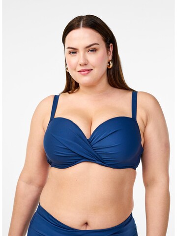 Swim by Zizzi Balconette Bikini top 'Stina' in Blue: front