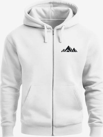 Neverless Zip-Up Hoodie 'Berg Polygon' in White: front