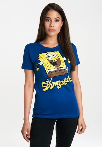 LOGOSHIRT Shirt 'Spongebob' in Blauw: voorkant