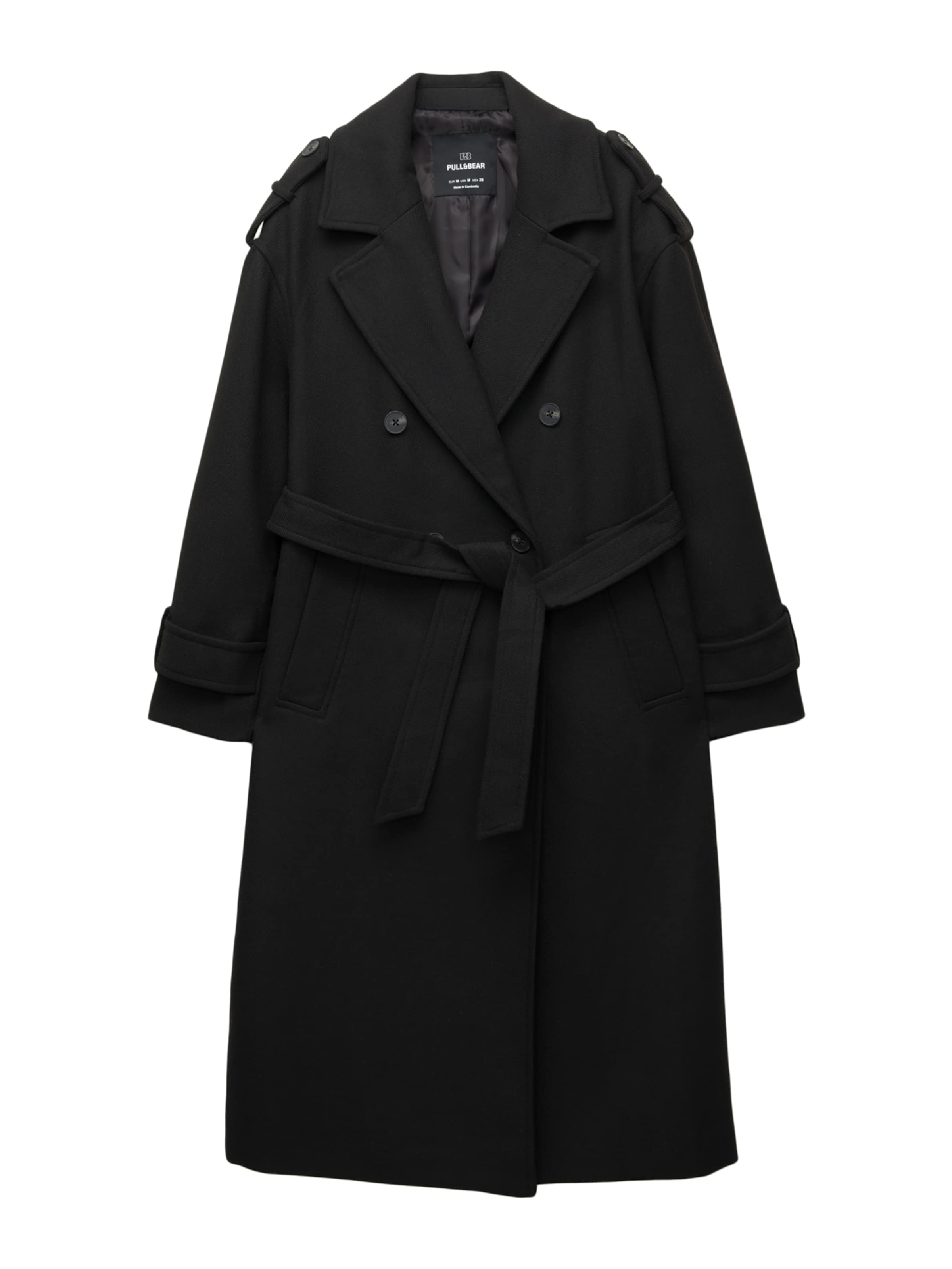 Pull&Bear Mantel in Schwarz: Vorderseite