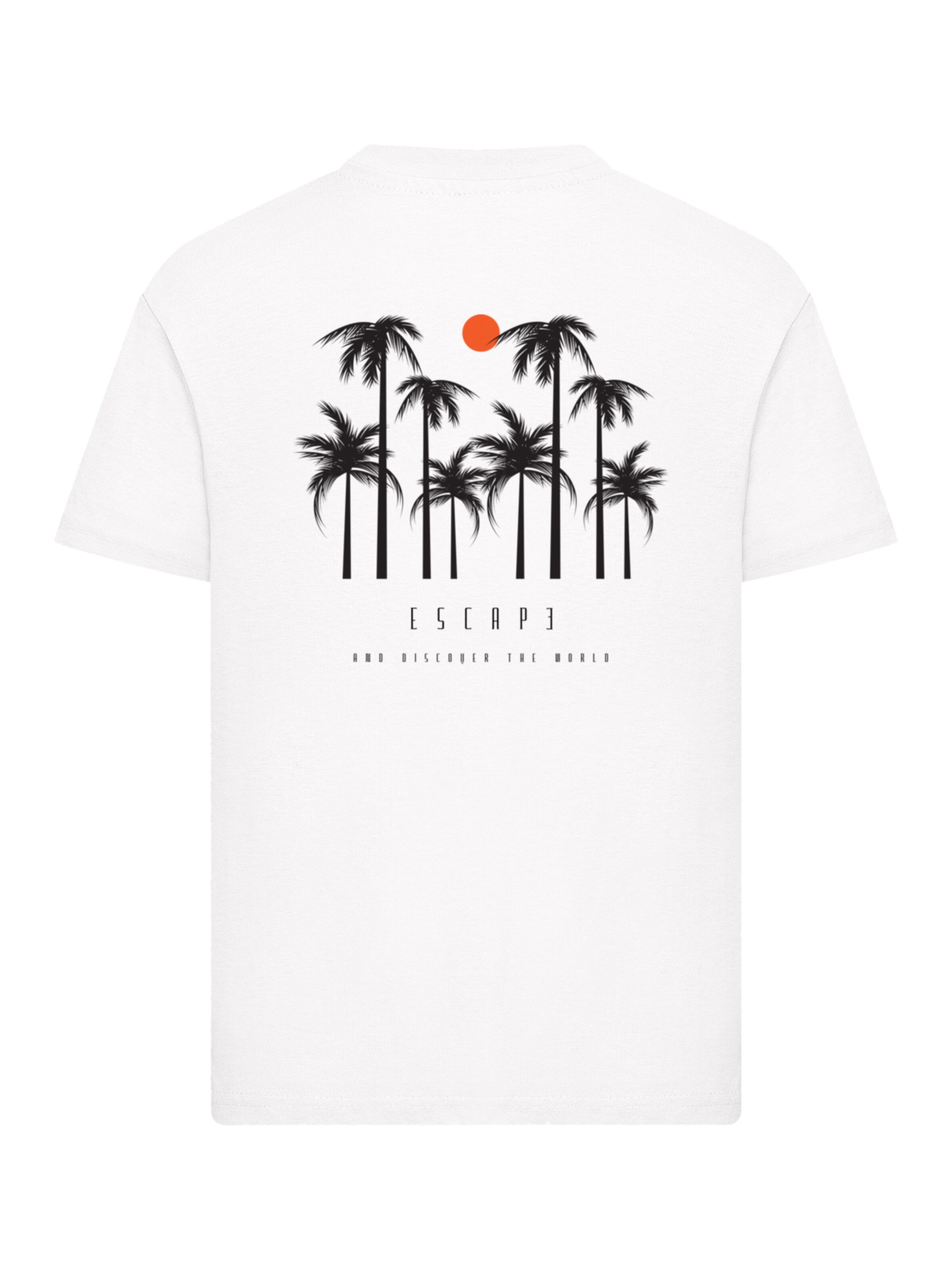 T-Shirt 'Escape Discover the World Palm Trees Black' F4NT4STIC en blanc