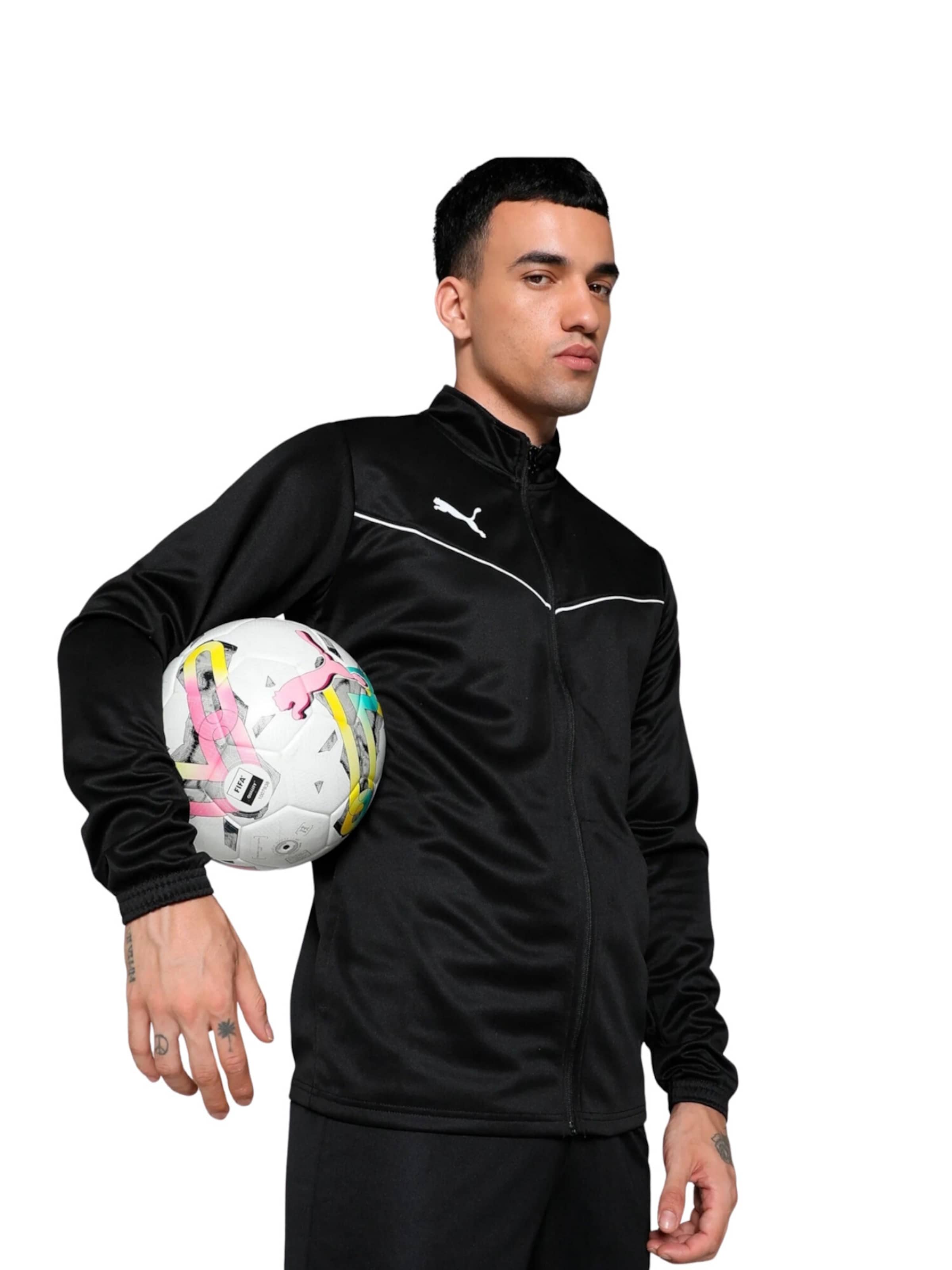 PUMA Jakna za trening 'Teamrise' | črna barva: sprednja stran