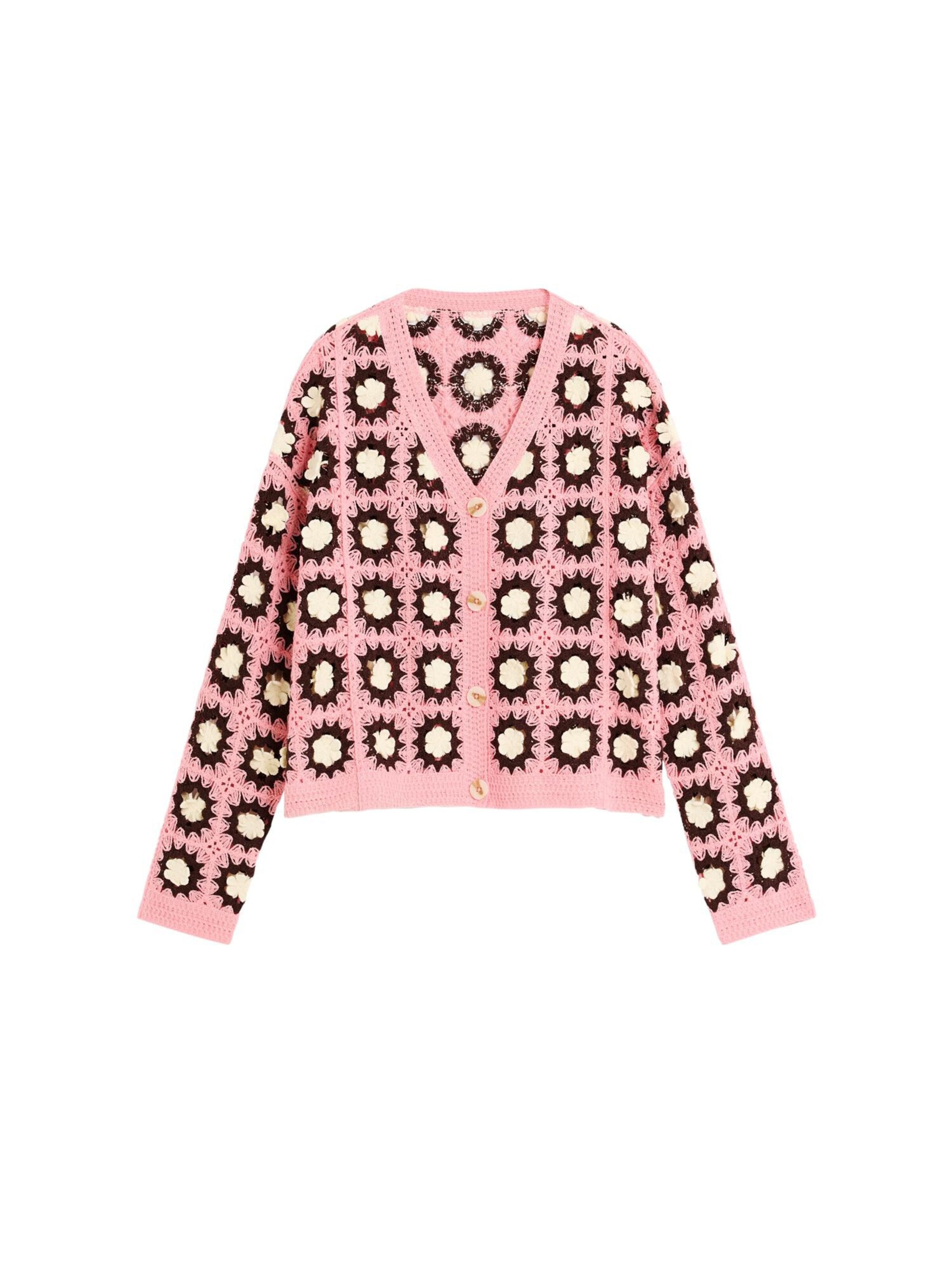 Geacă tricotată de la Desigual pe roz: față