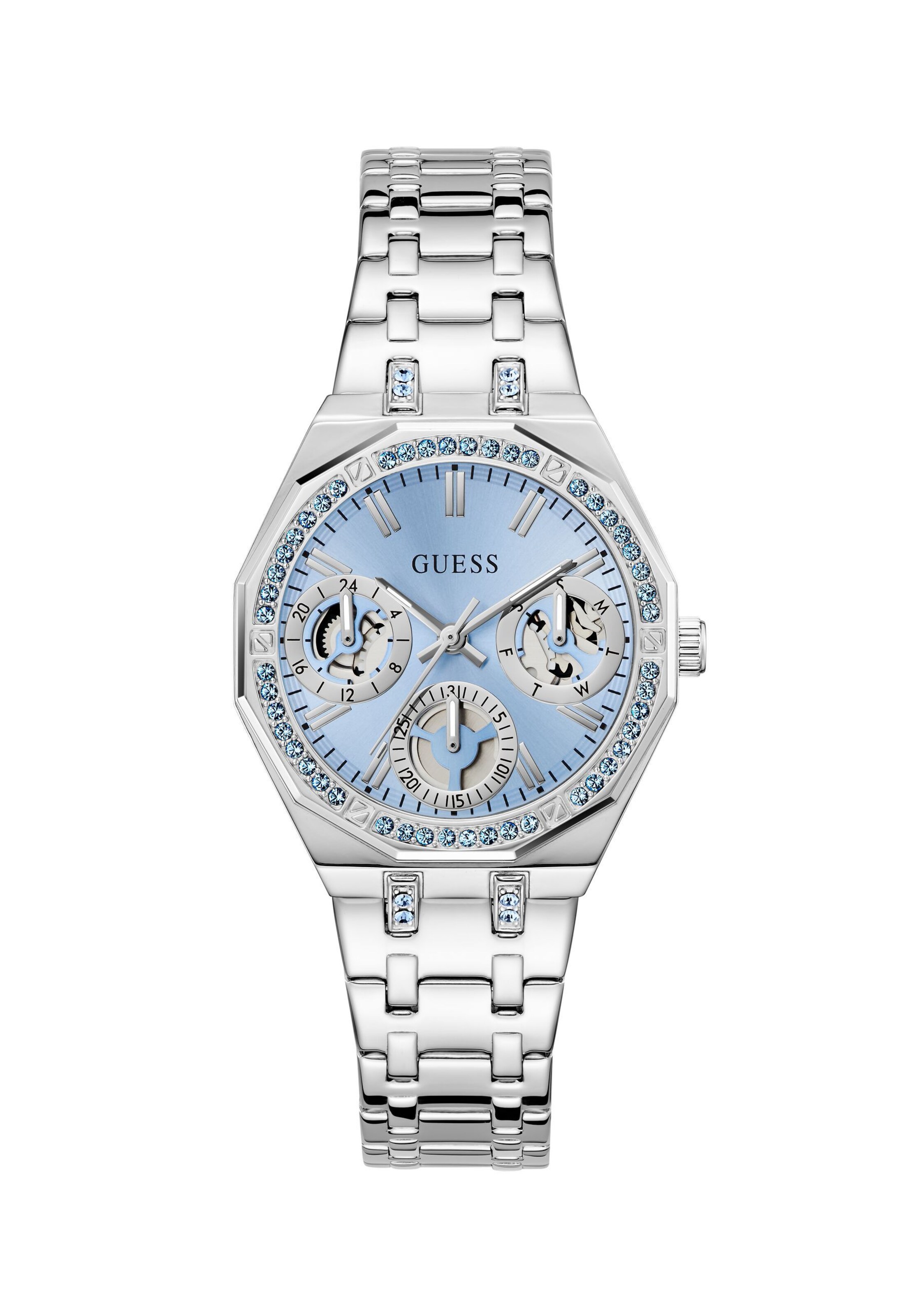 GUESS Analogt ur 'QUINN' i sølv