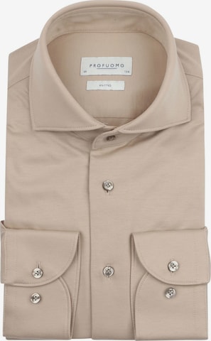 Profuomo Button Up Shirt 'Knitted' in Beige: front