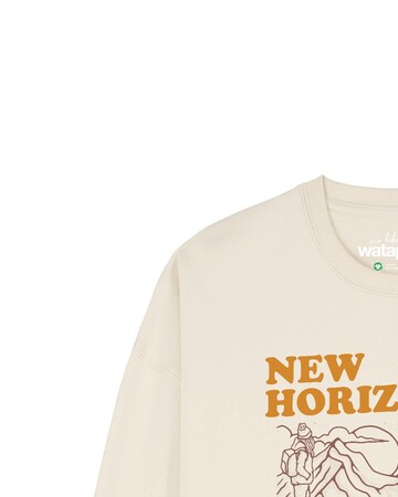 Watapparel Sweatshirt 'New horizons are everywhere ' in Beige