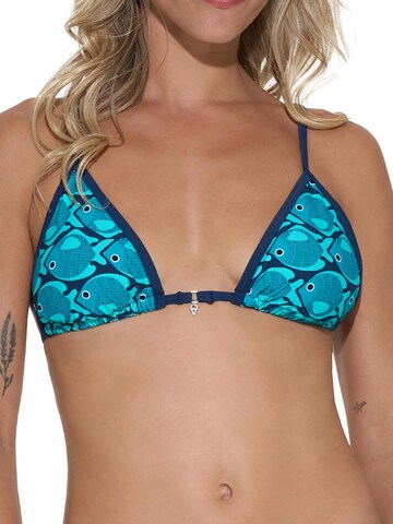 69Slam - Triángulo Top de bikini 'TOP BIKINI TRIANGULO GRACE FISHES' en azul: frente