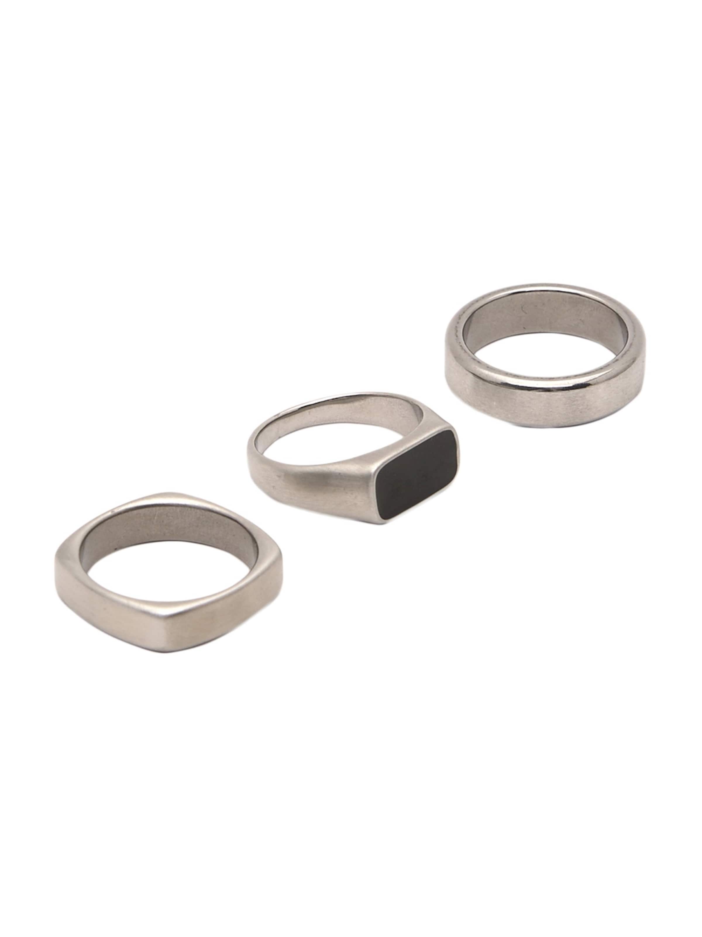 Pull&Bear Pierścionek w kolorze czarny / srebrnym, Podgląd produktu