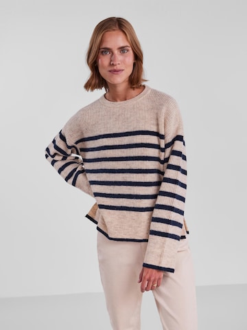 PIECES Sweter 'LINE' w kolorze beżowy