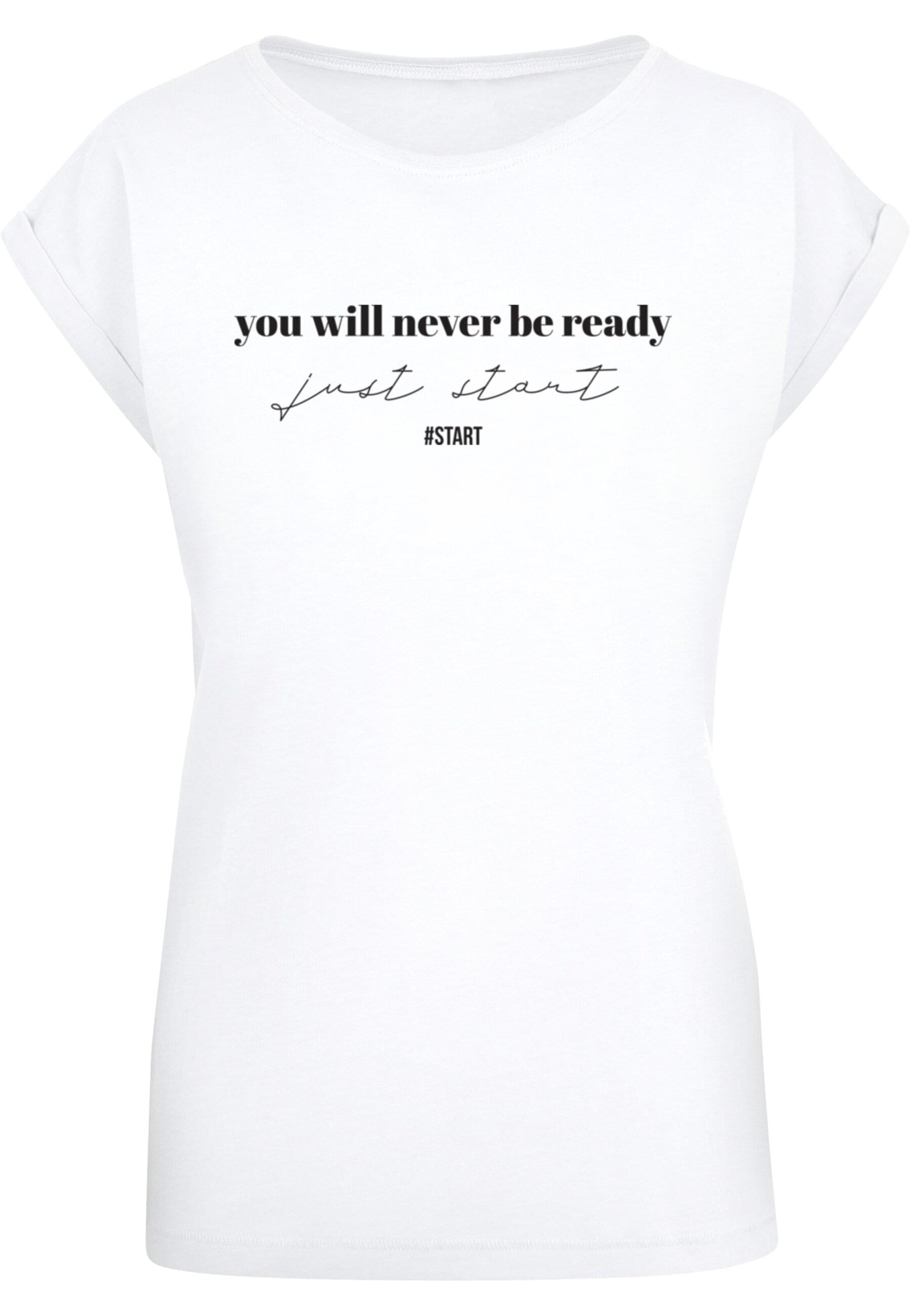 Merchcode Tričko 'Just Start' – bílá: přední strana
