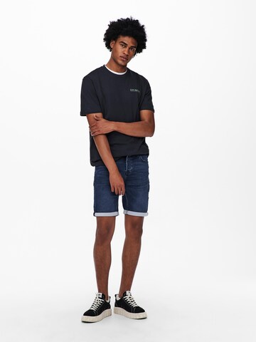 Only & Sons Slimfit Shorts 'Ply Life' in Blau