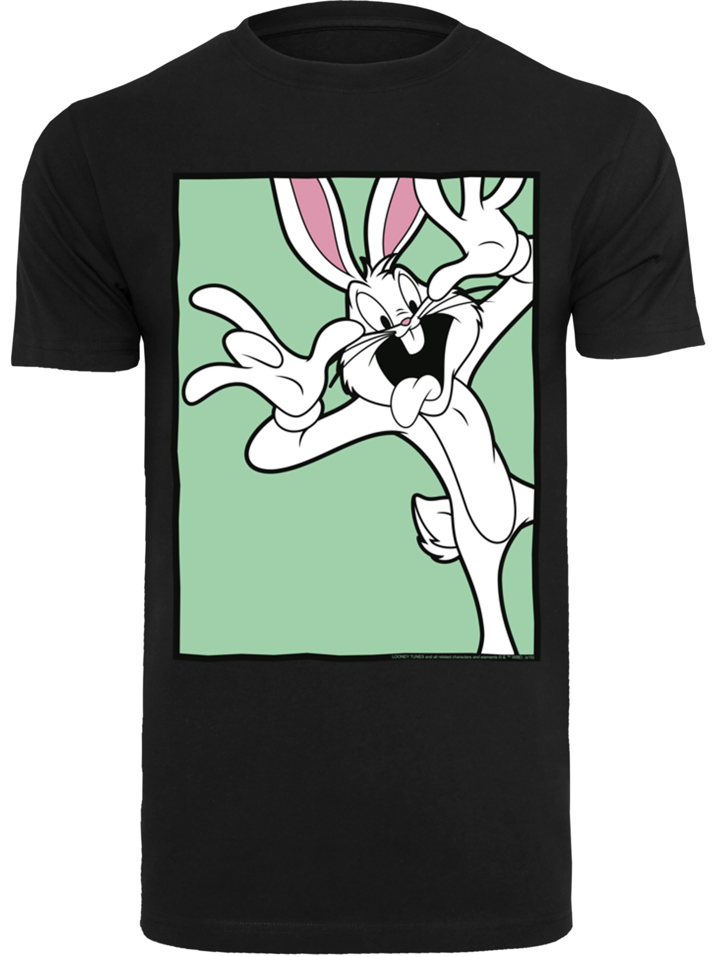 Maglietta 'Looney Tunes Bugs Bunny Funny Face' di F4NT4STIC in nero: frontale