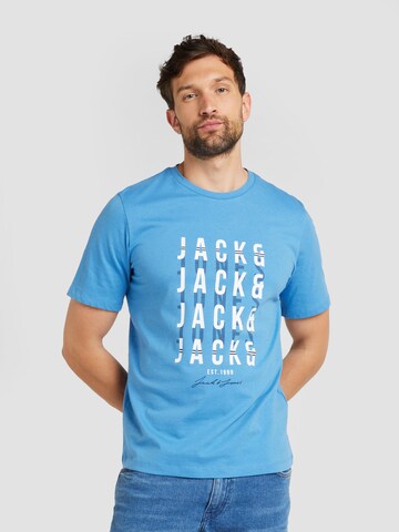 T-Shirt 'JJDELVIN' JACK & JONES en bleu : devant