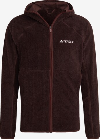 ADIDAS TERREX Athletic Fleece Jacket 'Techrock' in Brown: front