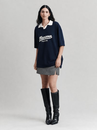 Mansour Shirts 'Jacquard Knitted Polo Navy' i navy, Produktvisning