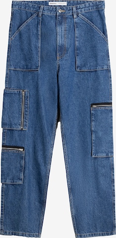 Bershka Regular Cargojeans in Blauw: voorkant