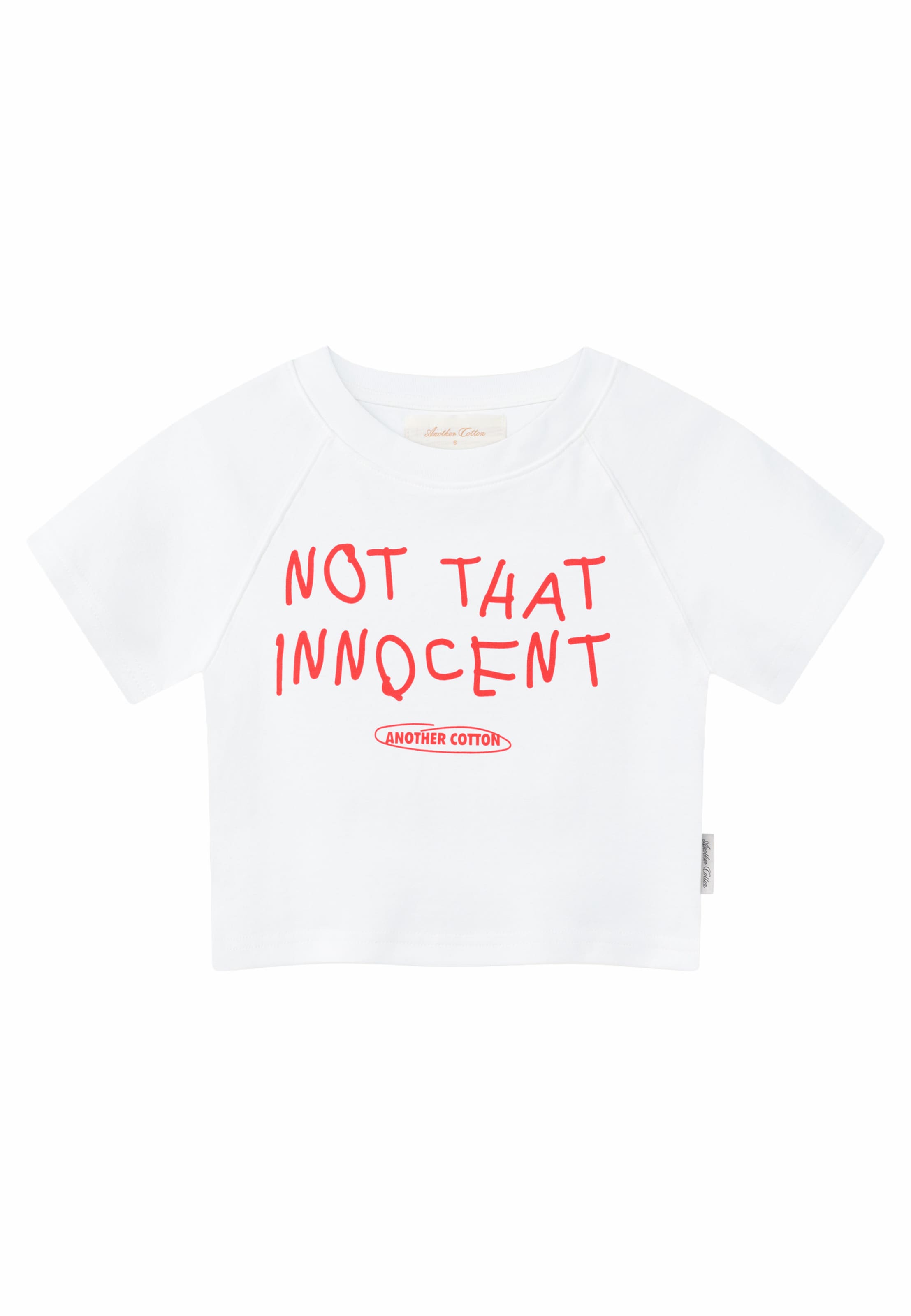 Another Cotton Lab T-Shirt 'Not Innocent' in Weiß: Vorderseite