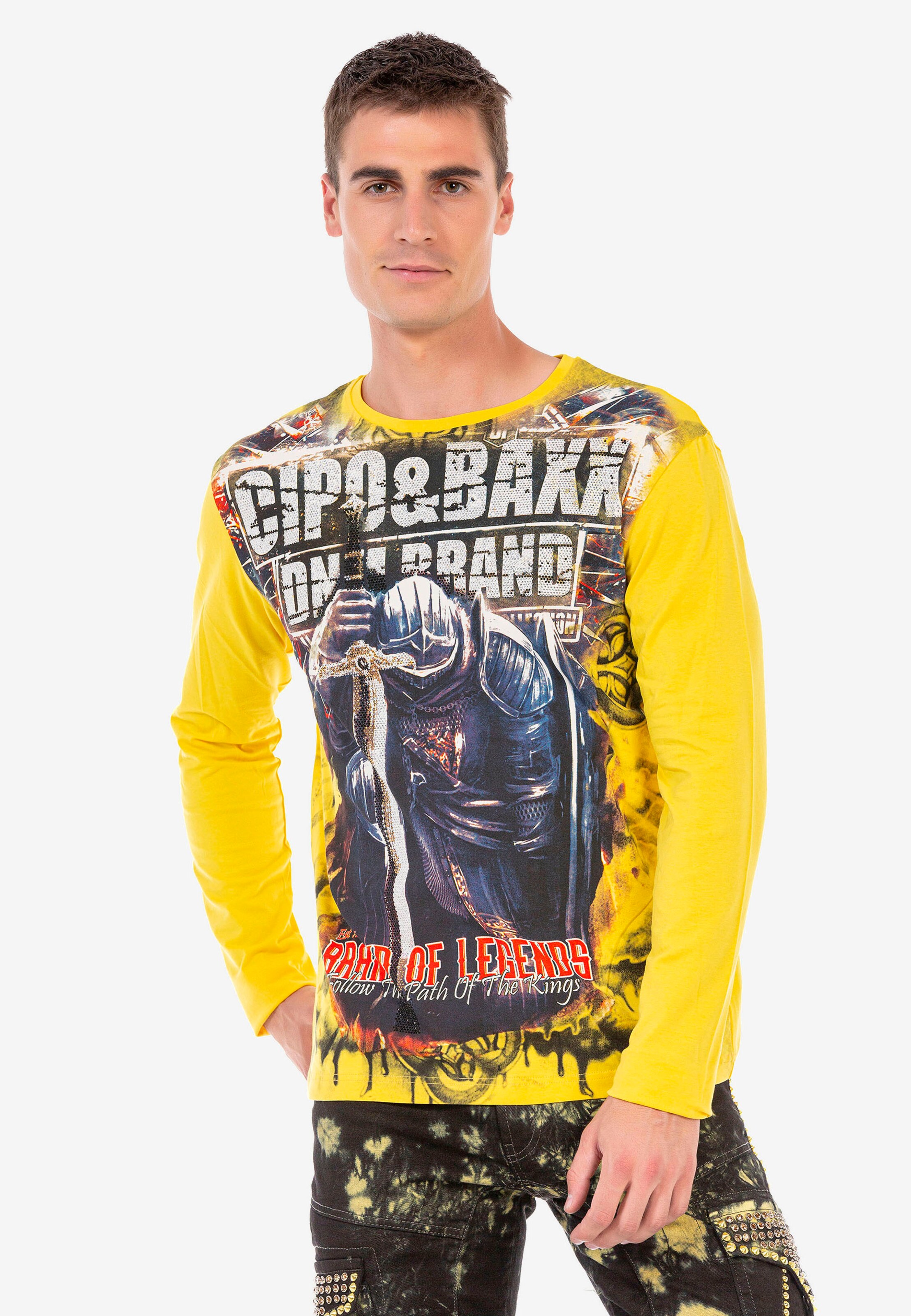 Männer Sweat CIPO & BAXX Sweatshirt in Gelb - OX59185