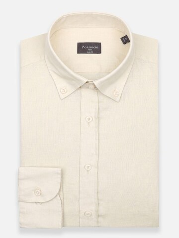 Slim fit Camicia business 'Leonardo Linen Man Shirt' di 7Camicie in beige