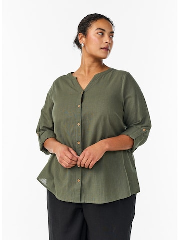 Camicia da donna 'CANANNA' di Zizzi in verde: frontale