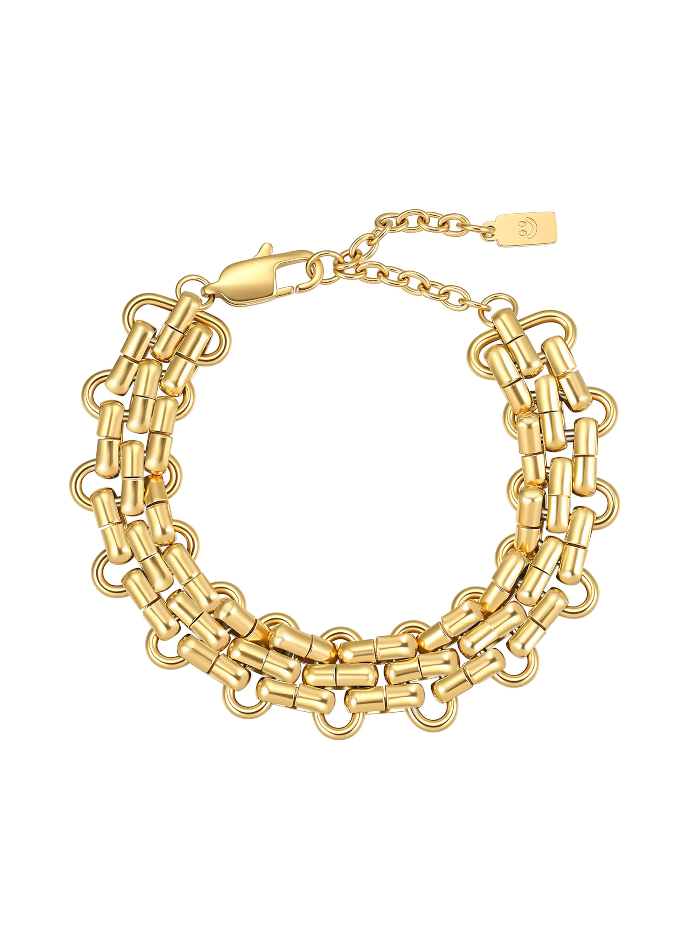 Braccialetto 'Interlocking' di Hey Happiness in oro: frontale