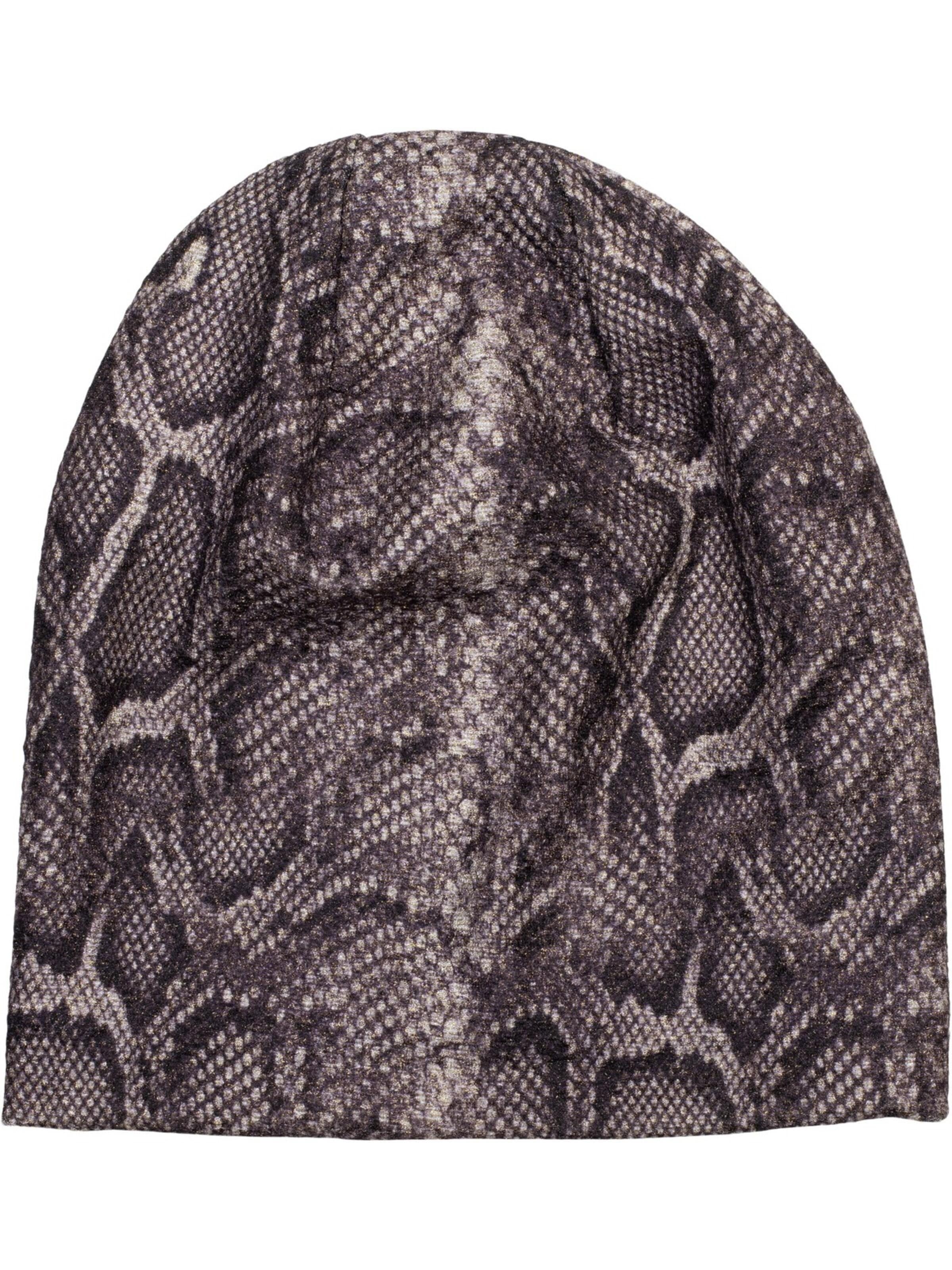styleBREAKER Mütze 'Beanie Mütze Glitzer Schlangen Muster'‌‌‌‌‌‌‌‌‌ in Braun: Vorderseite