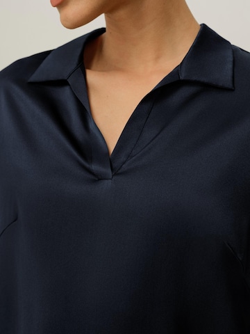 Lilysilk Bluse 'Waschbare Seiden-Charmeuse Polo-Oberteil'‌‌ in Blau