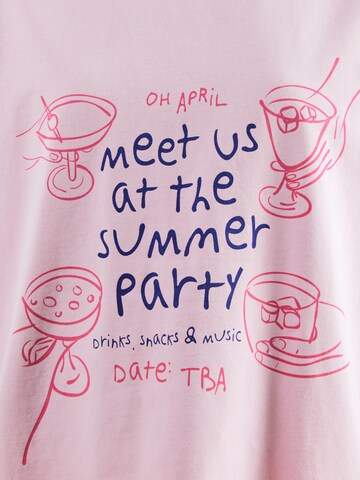 OH APRIL Μπλουζάκι 'Summer Party' σε ροζ