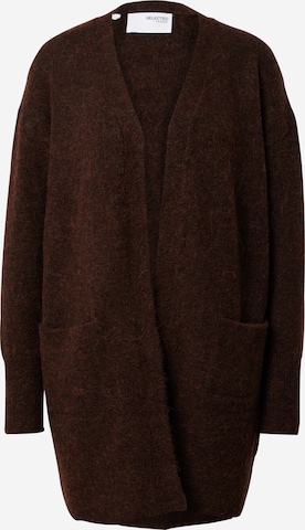 SELECTED FEMME Knit Cardigan 'LULU' in Brown: front