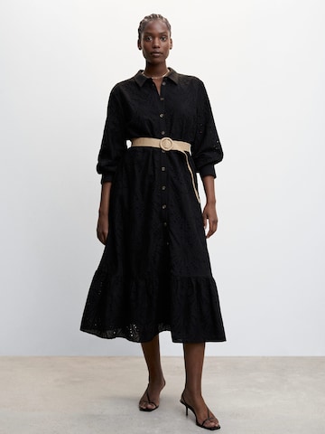 MANGO Košeľové šaty 'Merides' - Čierna: predná strana