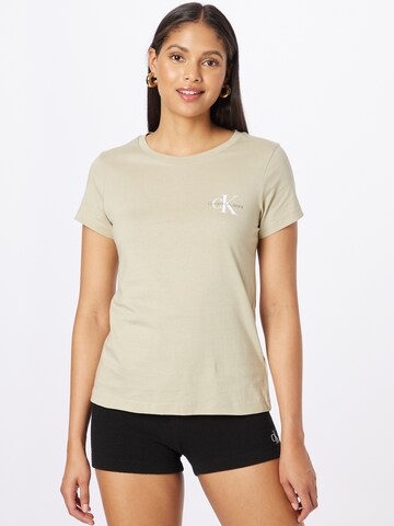 T-shirt Calvin Klein Jeans en beige : devant