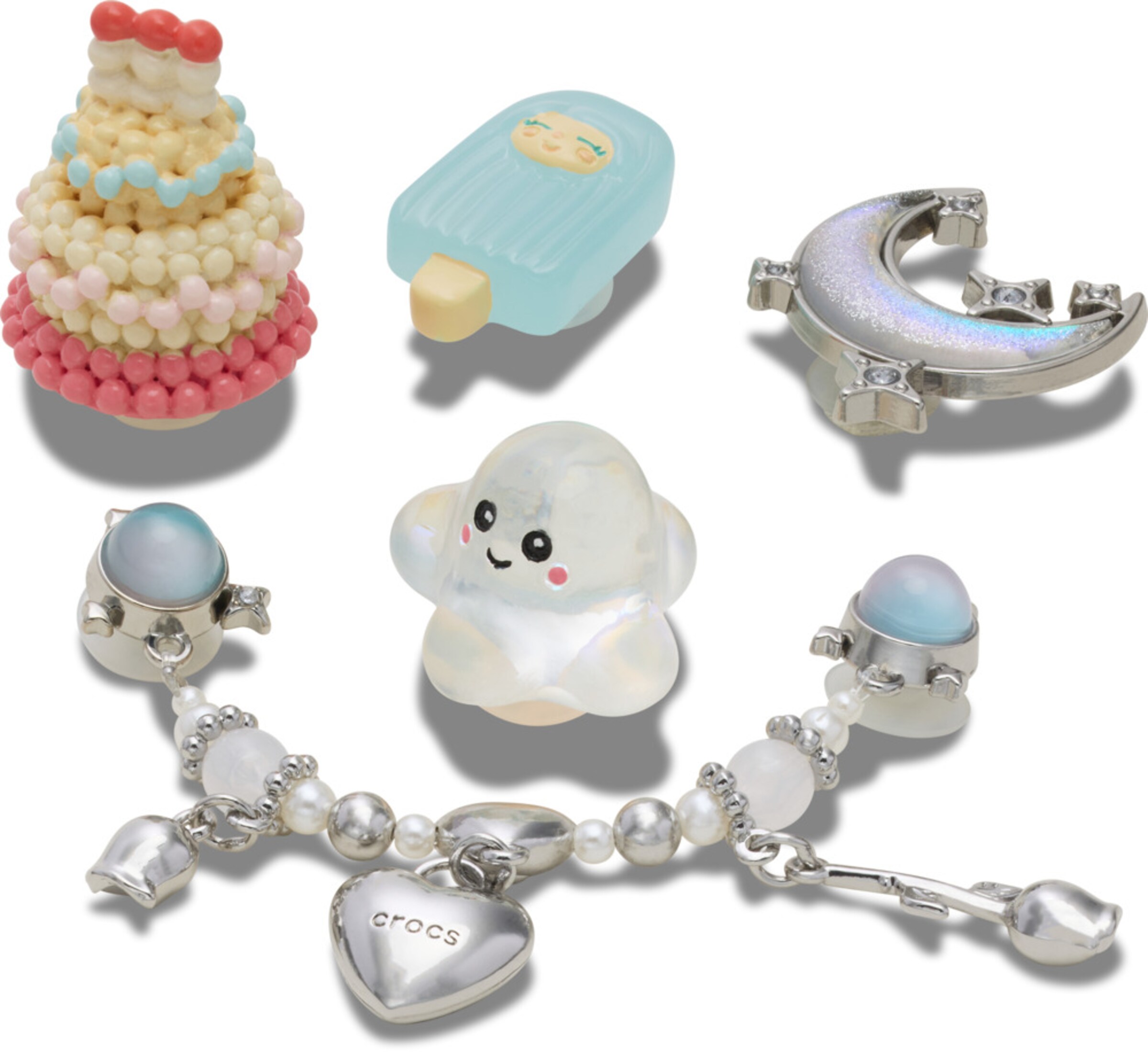 Crocs Shoe Accessories in Silver: front