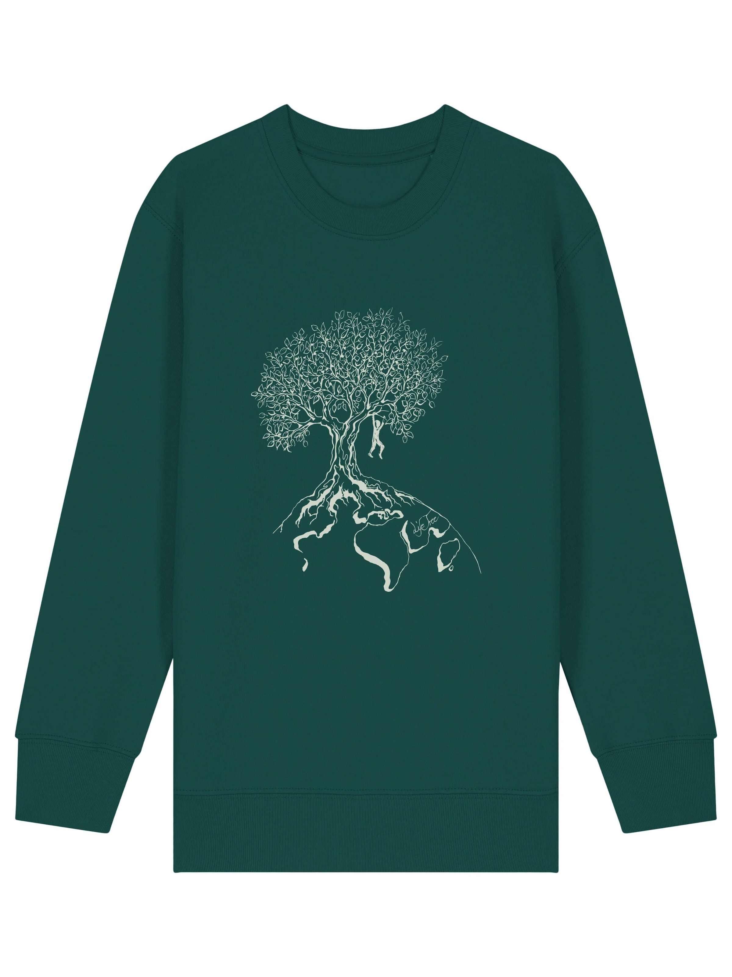 Life-Tree Sweatshirt 'Organic Fairwear Sweater Kids Unisex Hanging On' in Green: front