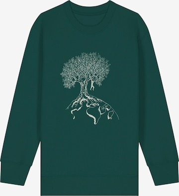 Life-Tree Sweatshirt 'Organic Fairwear Sweater Kids Unisex Hanging On' in Green: front