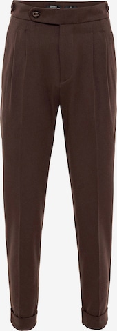 Regular Pantalon à plis Antioch en marron : devant