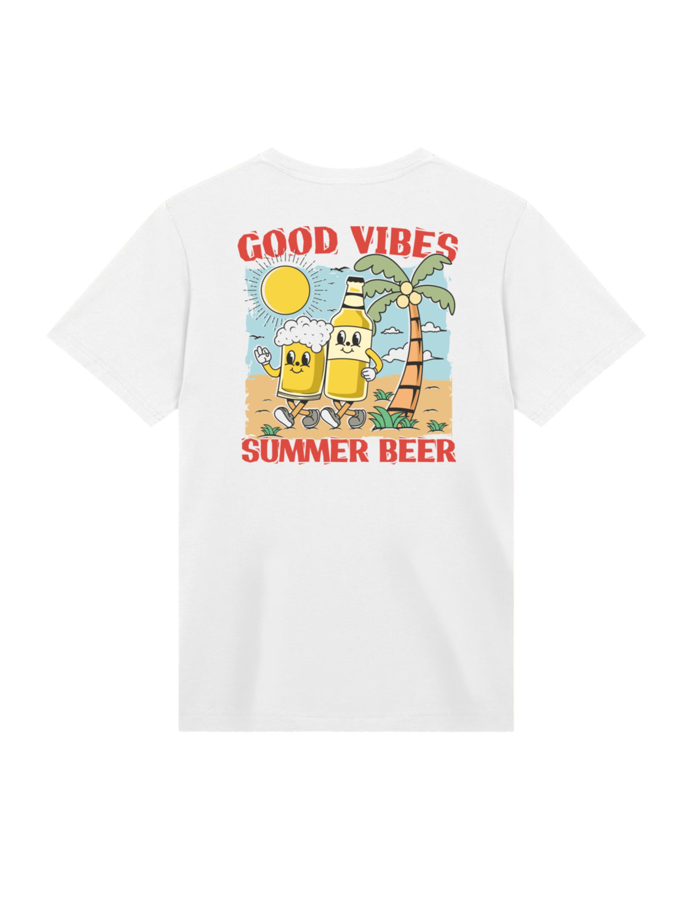 T-Shirt 'Summer Time Vintage Beer Cartoon' F4NT4STIC en blanc