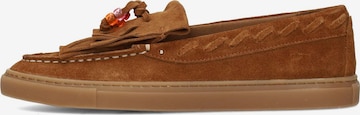 PS Poelman Mocassins 'Silk' in Bruin: voorkant