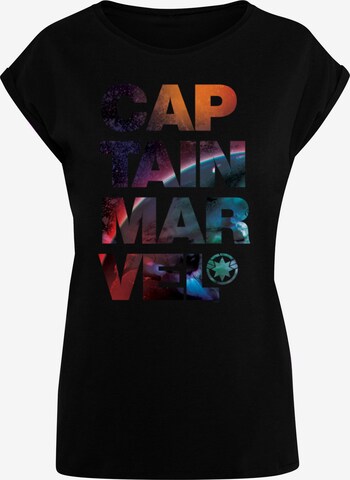 ABSOLUTE CULT Shirt 'Captain Marvel - Space Text' in Black: front