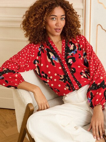 Chemisier love & roses en rouge