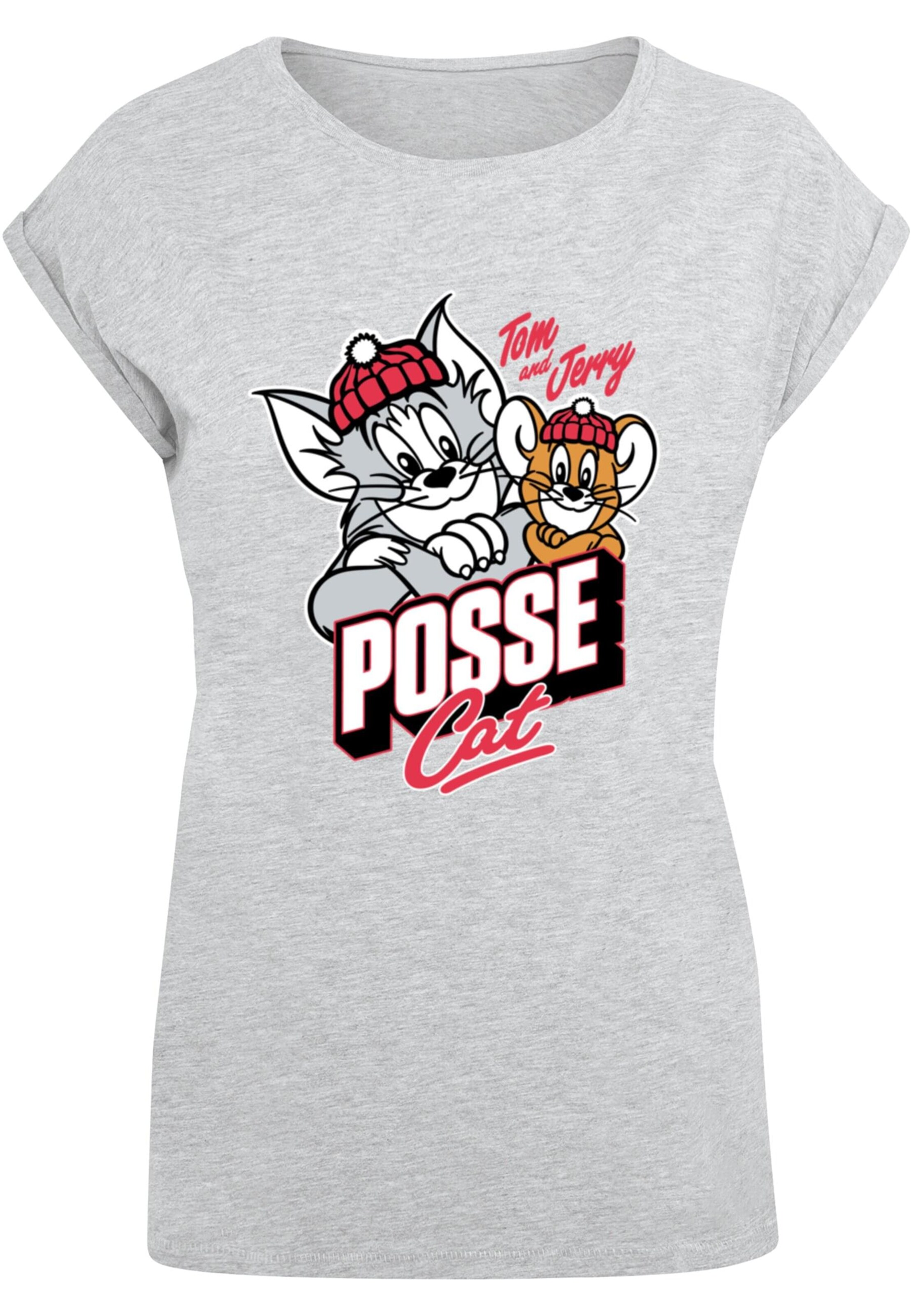 ABSOLUTE CULT Shirt 'Tom And Jerry - Posse Cat' in Grey: front