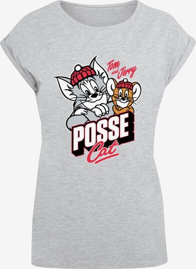 ABSOLUTE CULT T-shirt 'Tom And Jerry - Posse Cat' en noisette / gris chiné / rouge / blanc, Vue avec produit
