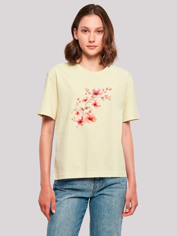 T-shirt oversize 'Rosa Blumenzweig 3D' F4NT4STIC en jaune : devant